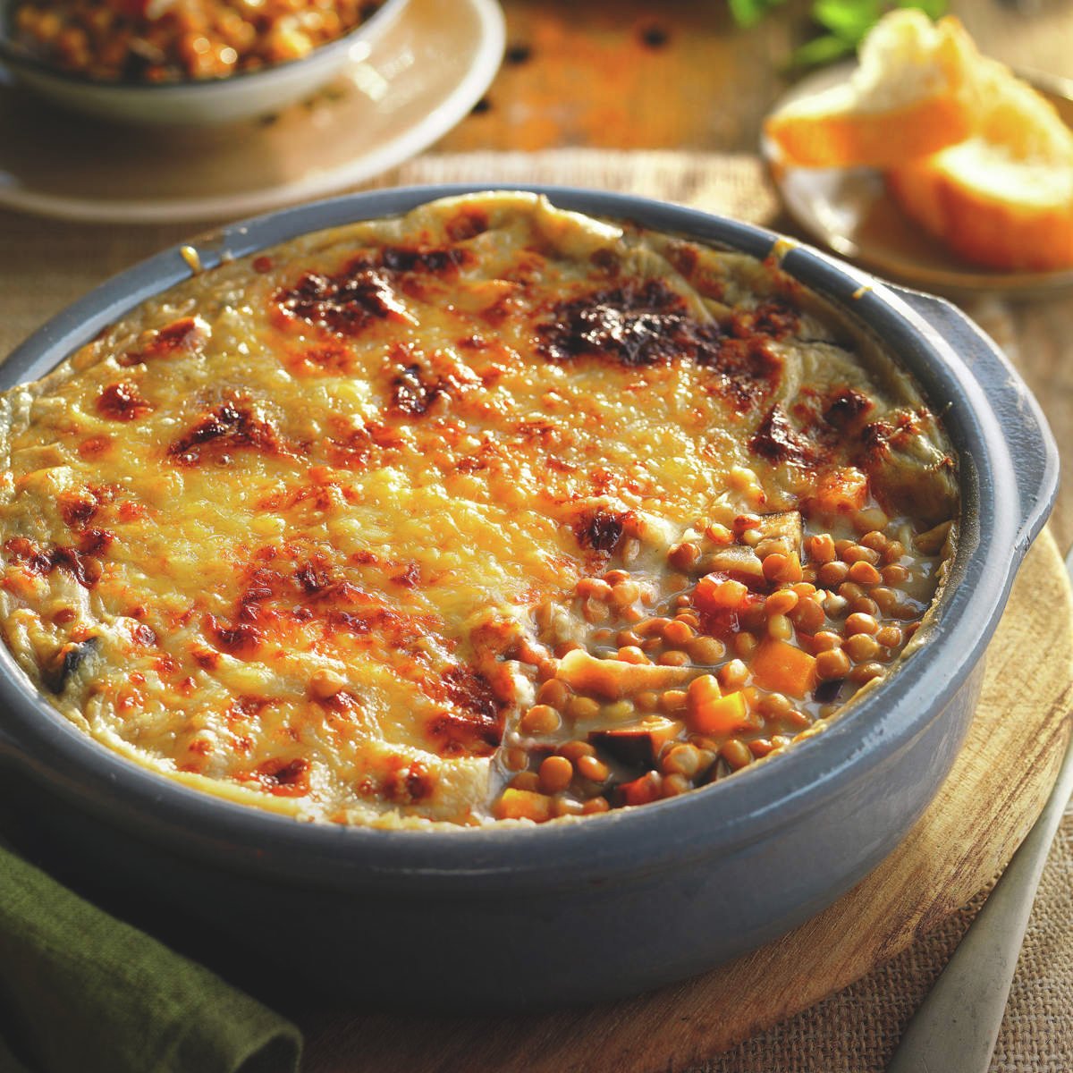 Ziti al horno con lentejas