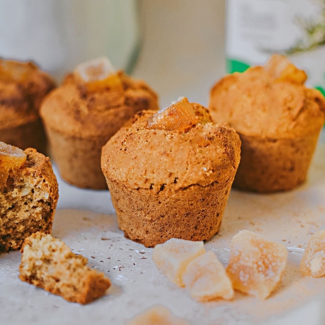 Muffins de jengibre y aceite de coco saludables