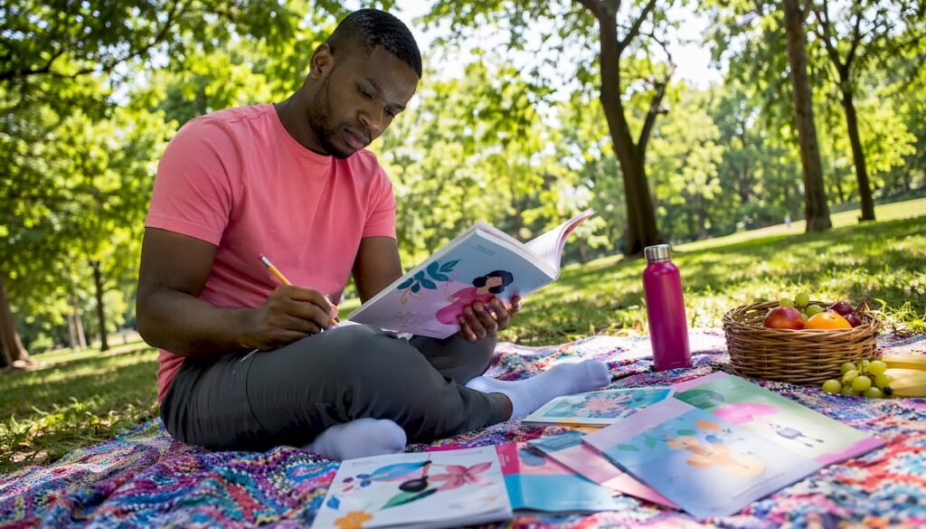 Male partner reading pregnancy support guide
